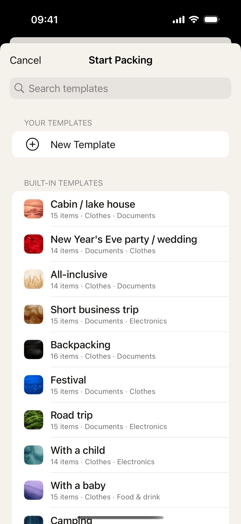 Choosing a built-in template